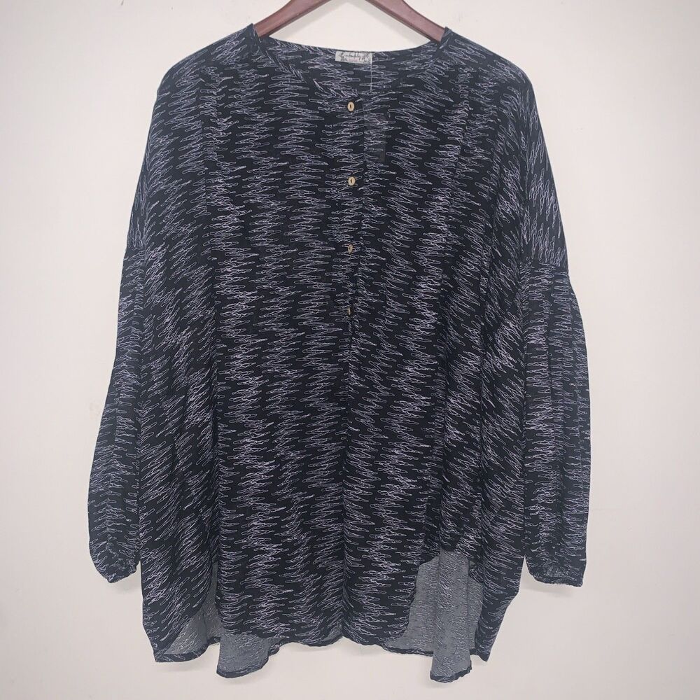 NWT Free People Intimately Free Oversize XS Blooms For You Sleep Shirt Black
